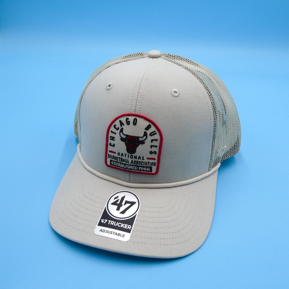 '47 Brand Trucker Hat Mens OSFA Chicago Bulls Tan Mesh Snapback NBA Cap‎